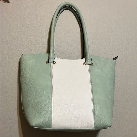 Handbags - Mint Green and White Tote Bag